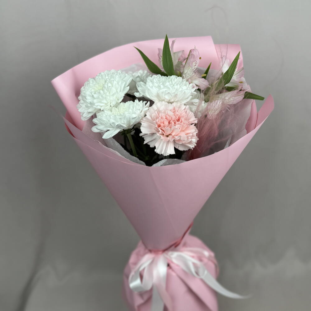 Букет комплимент. Хризантема, альстромерия, диантус🎀