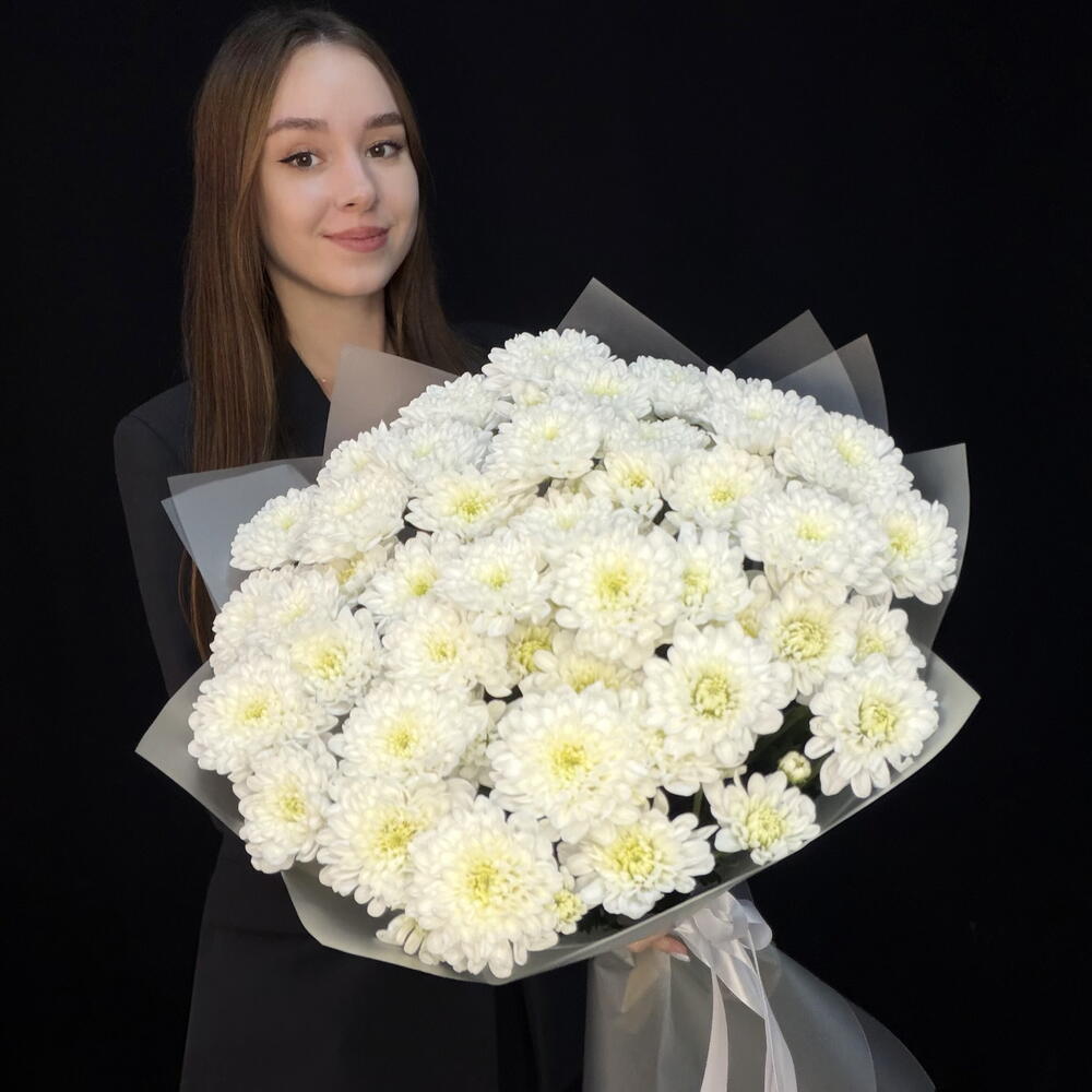 Букет из 9 кустовых белых хризантем Altaj (КМБ041)