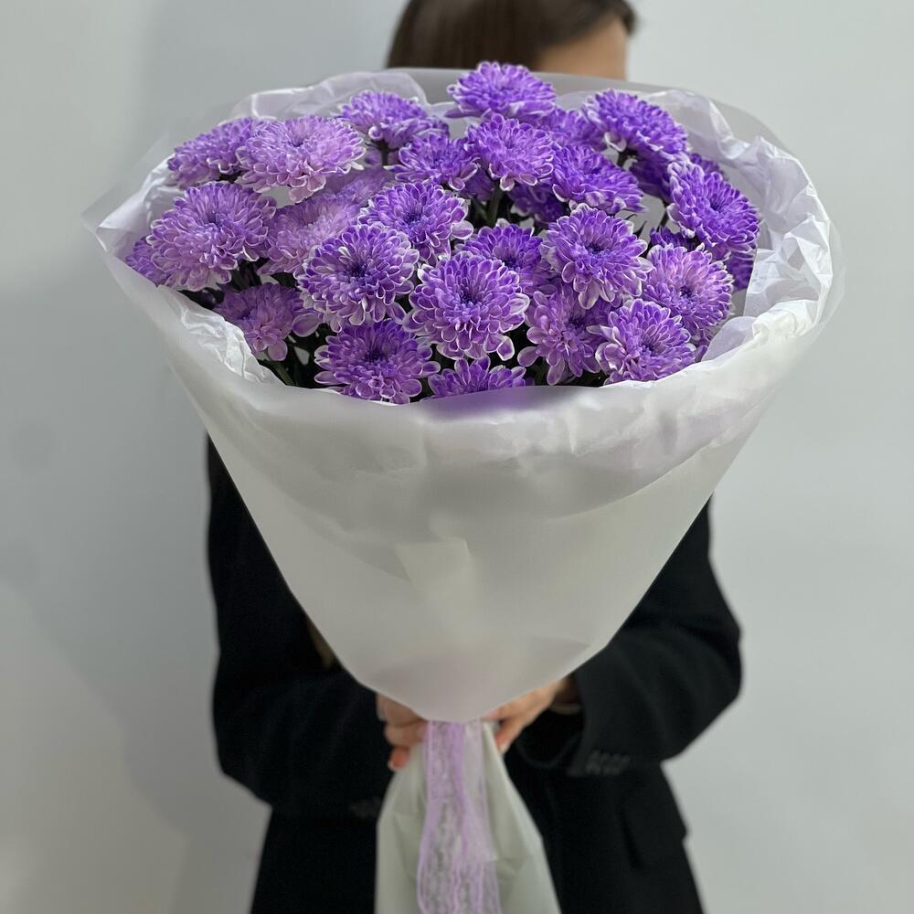 Букет сиреневая хризантема маме 💜 (5)