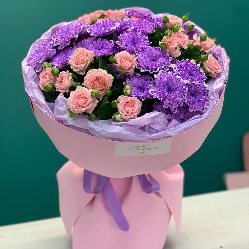 Букет хризантемы и кустовые розы💖