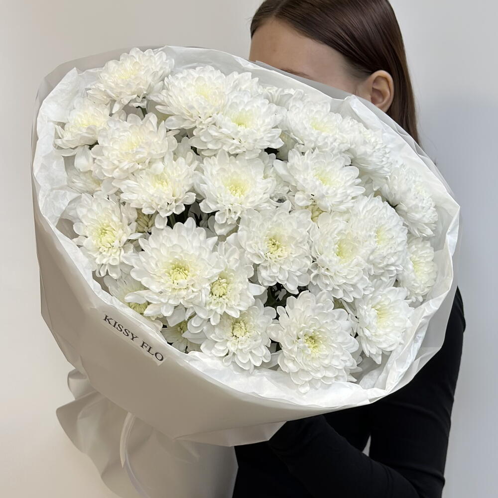Букет белых кустовых хризантем, 5шт