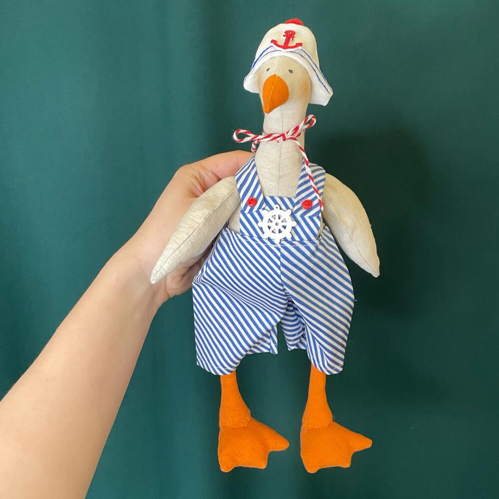 Игрушка мягкая ручной работы Гусь-моряк