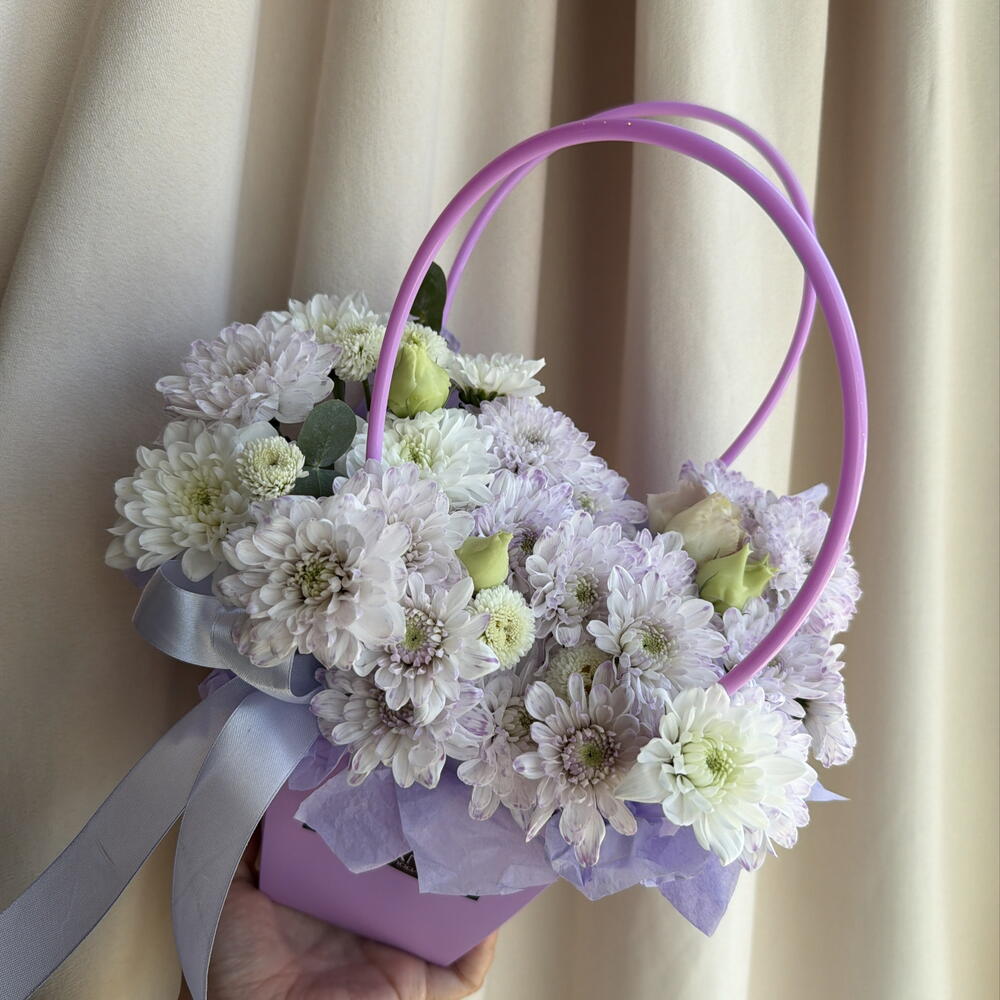 Сумочка с хризантемой лавандовая 💜