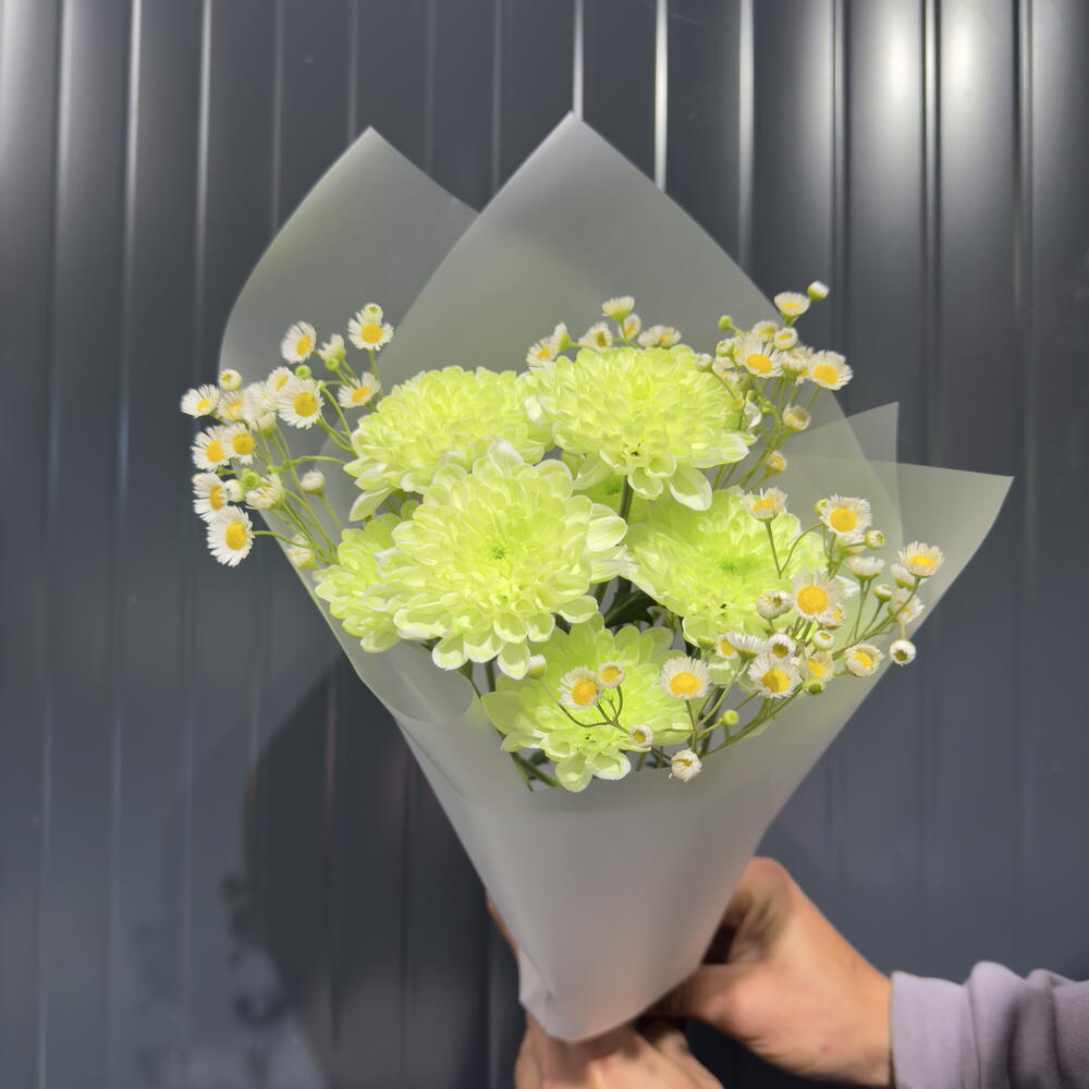 Букет с ромашками цвета Лайм 💚