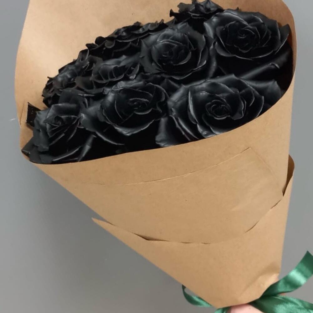 Букет из 9 чёрных роз