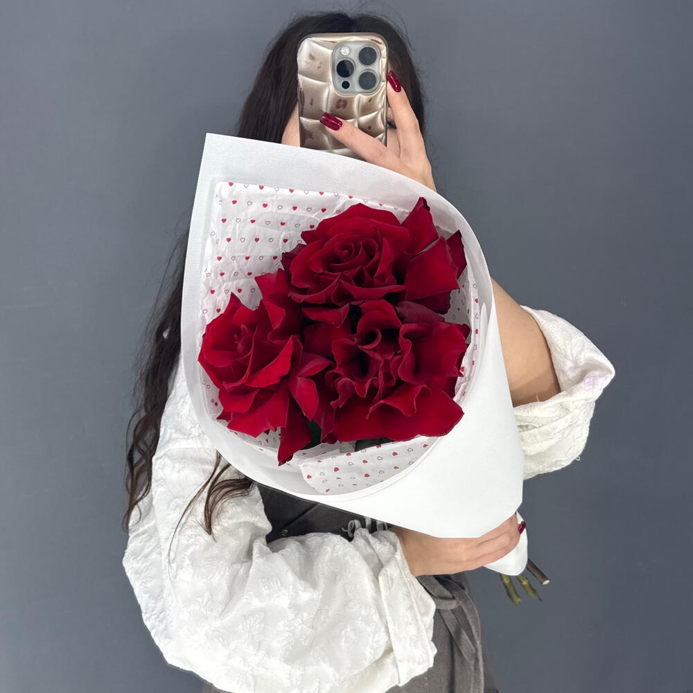 Монобукет🌹 из Бордовой Француской Розы 3 шт