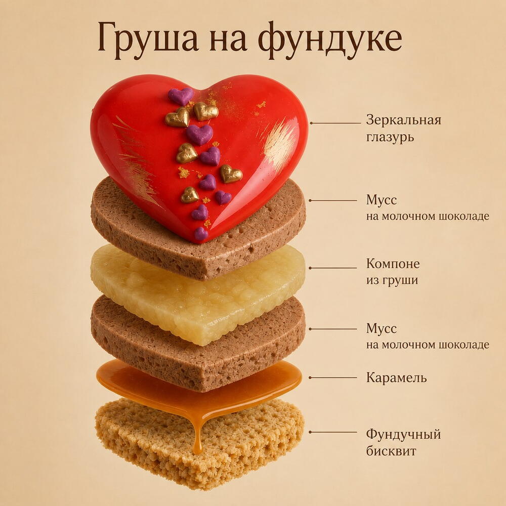 Муссовый торт «Груша на фундуке»