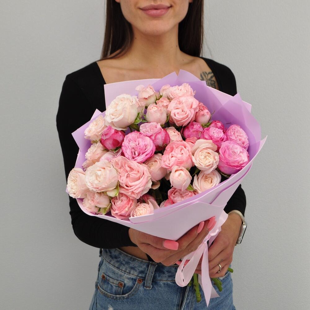 Пионовидная кустовая роза Бомбастик, 9 веток, Цветы и подарки в ...