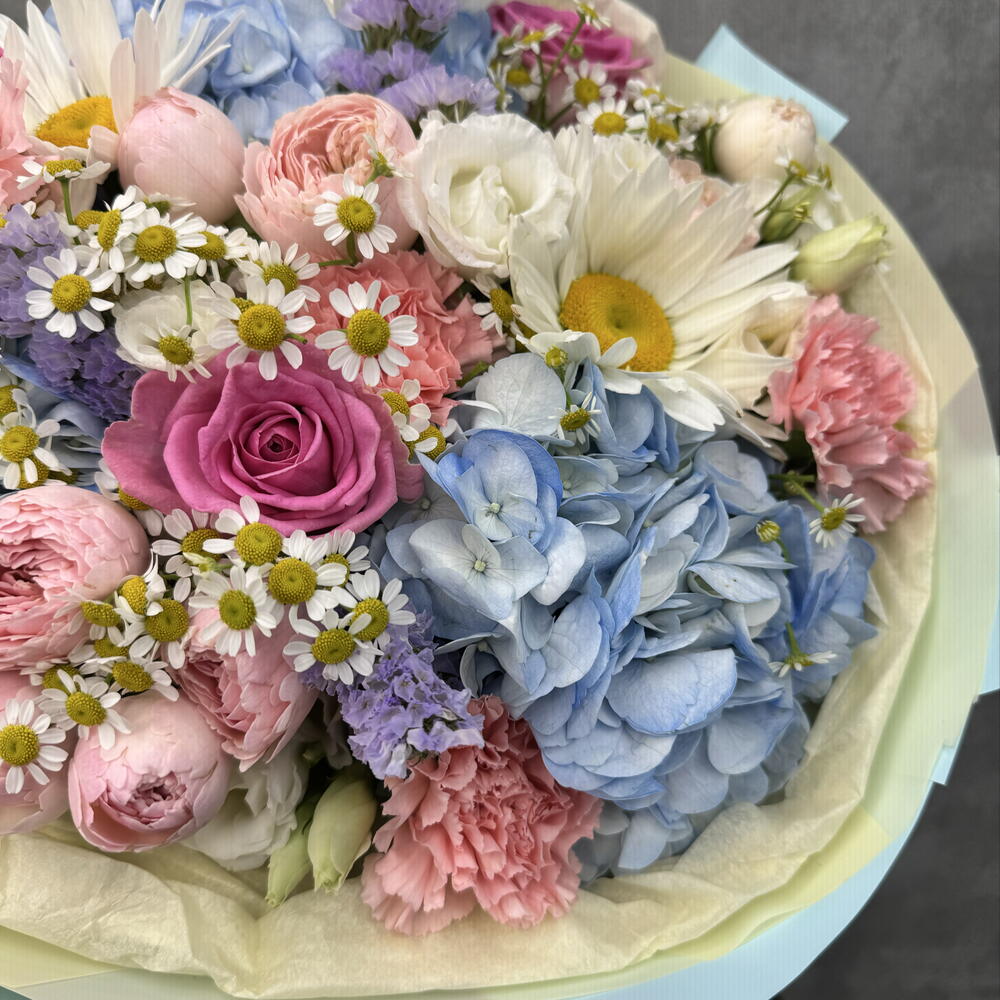 Букет сборный дофаминовый 🤩😍♥️ для самой любимой девушки на День рождение ♥️😘🔥🤩 гортензия, ромашка, роза 🌸