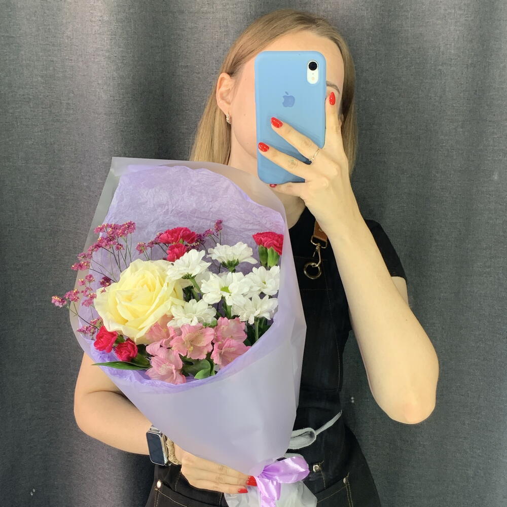 Яркий букет в конверте «Лаванда 💜»
