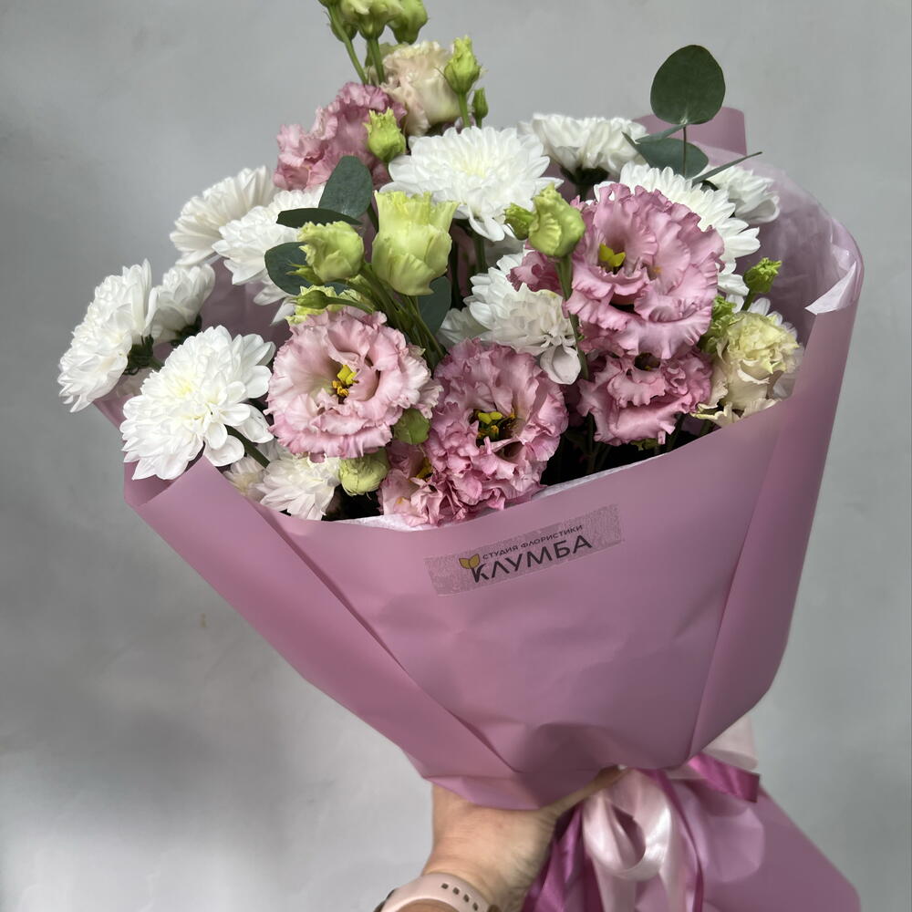 Букет из хризантемы и эустомы💐