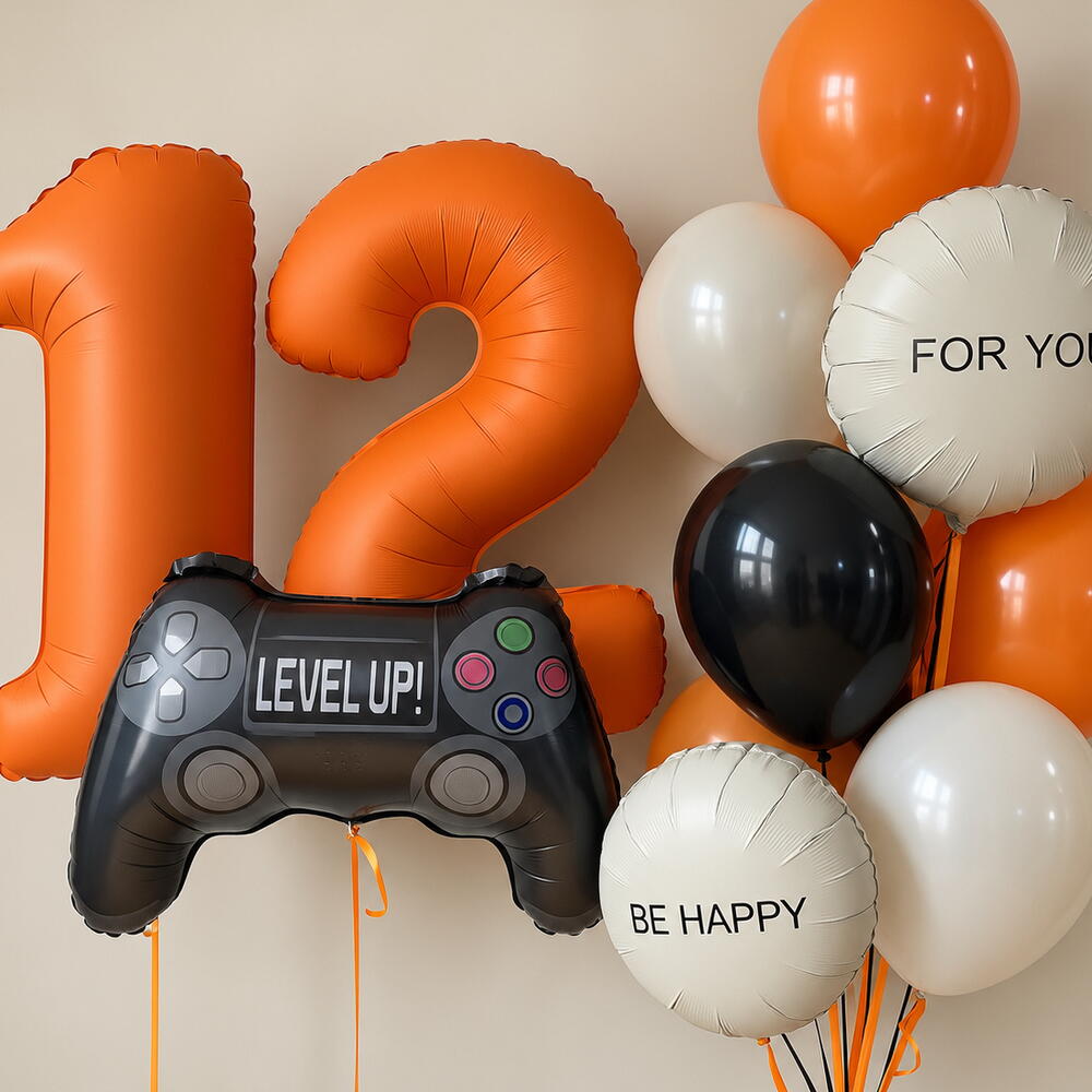 🎮 Набор воздушных шаров «Level Up» с цифрами