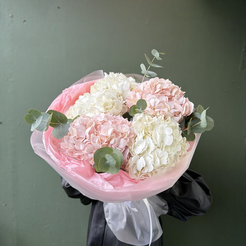 Нежный букет, букет с гортензиями, букет как из Pinterest