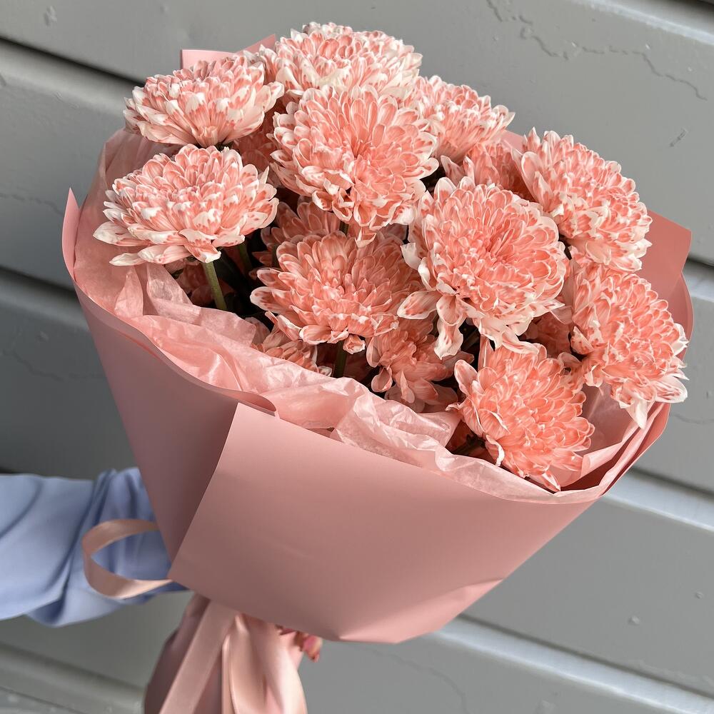 Персиковый букет из Кустовой хризантемы 💝