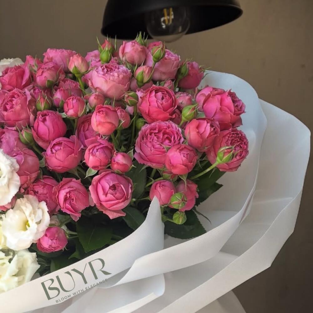 Букет «Малиновая нежность» 🌸 эустомы и пионовидные розы