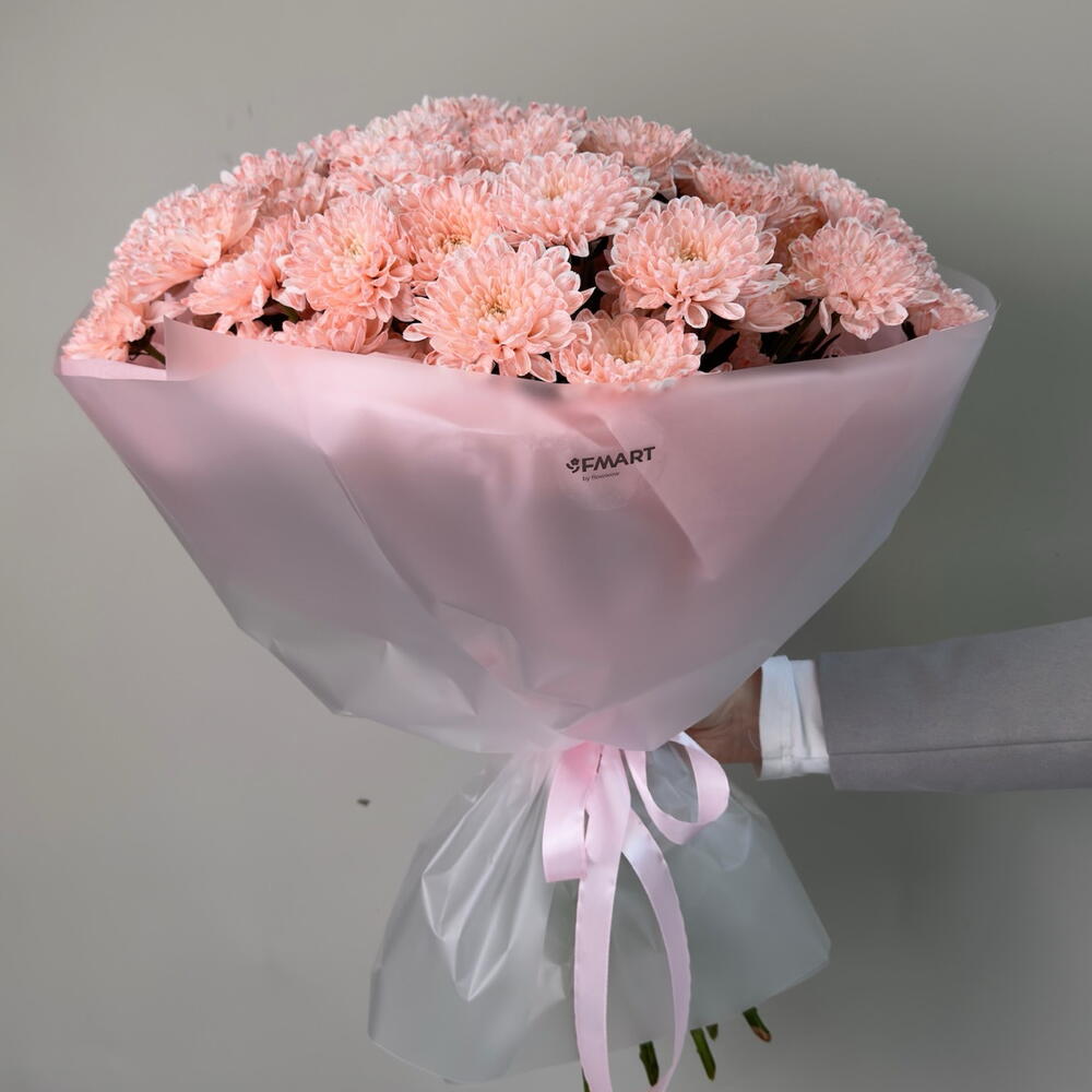 Букет из 9 розовых кустовых хризантем