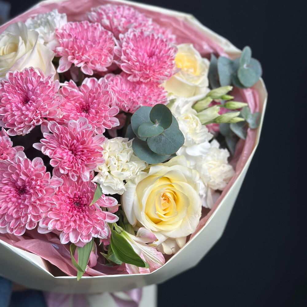 Букет 🌸🤍🌸 "весенняя нежность" с пионовидными розами