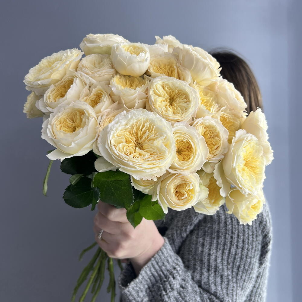 Монобукет персиковый 🍑 пионовидная кустовая Роза 💛💛💛 11 веток