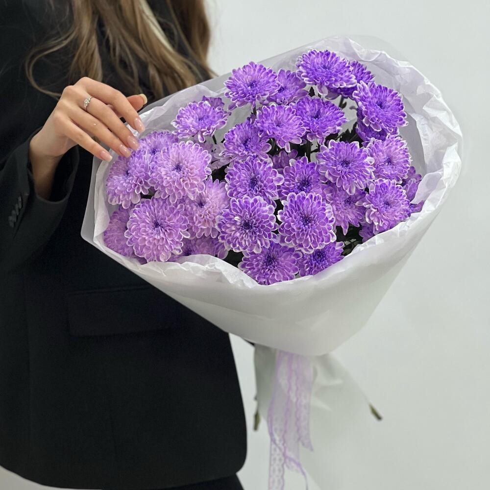 Букет сиреневая хризантема маме 💜 (5)