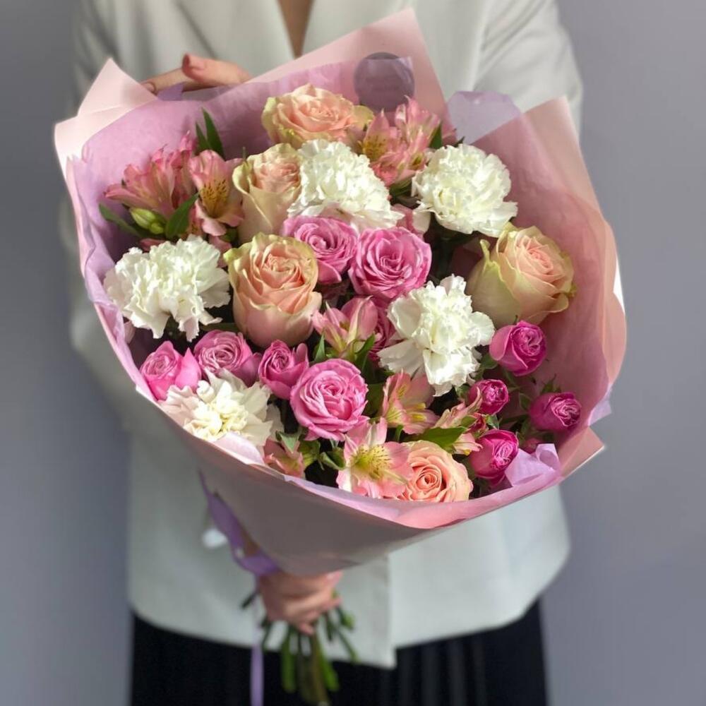 💖 Нежно-розовый букет роз