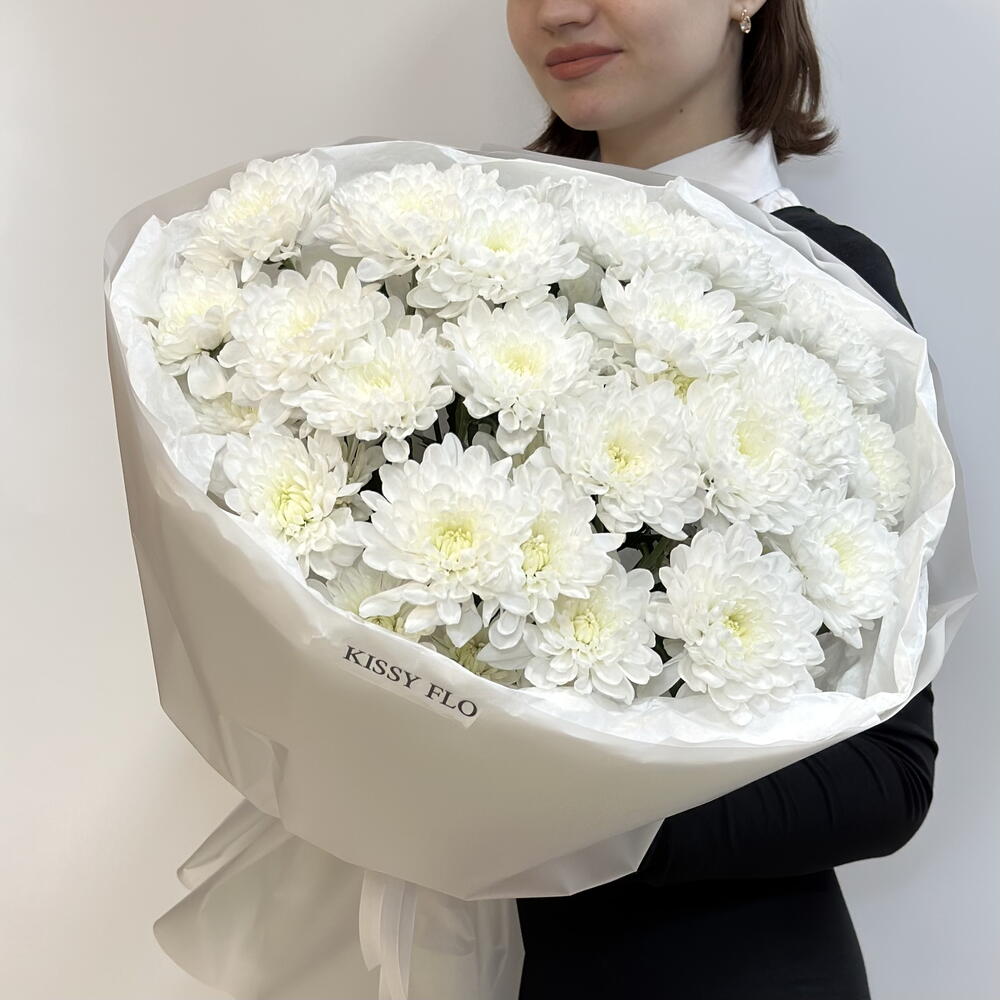 Букет белых кустовых хризантем, 5шт