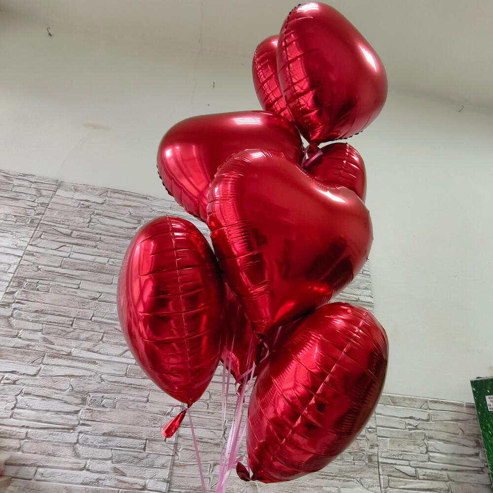 9 фольгированных шаров сердце
