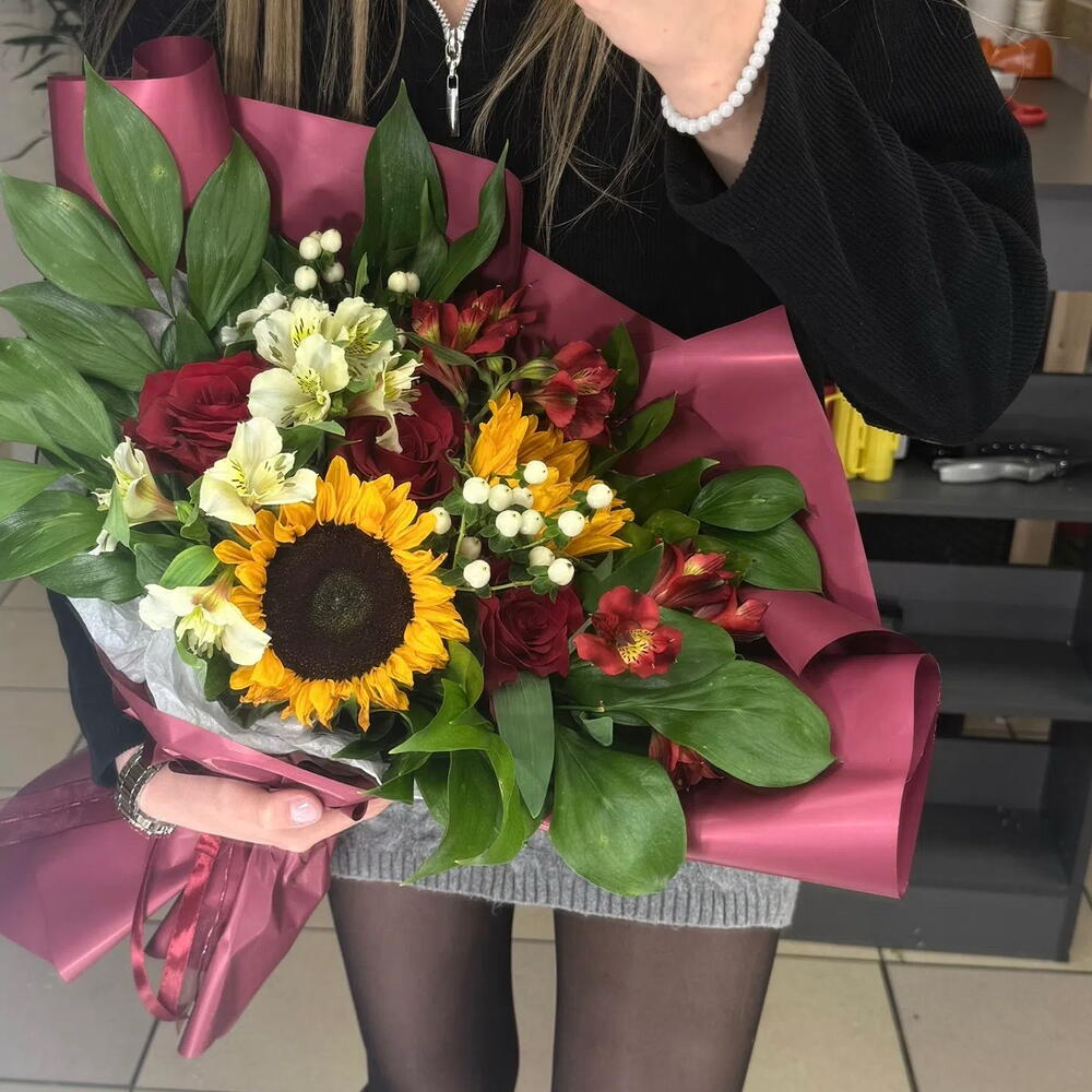 Букет с подсолнухами sunflower 🌻