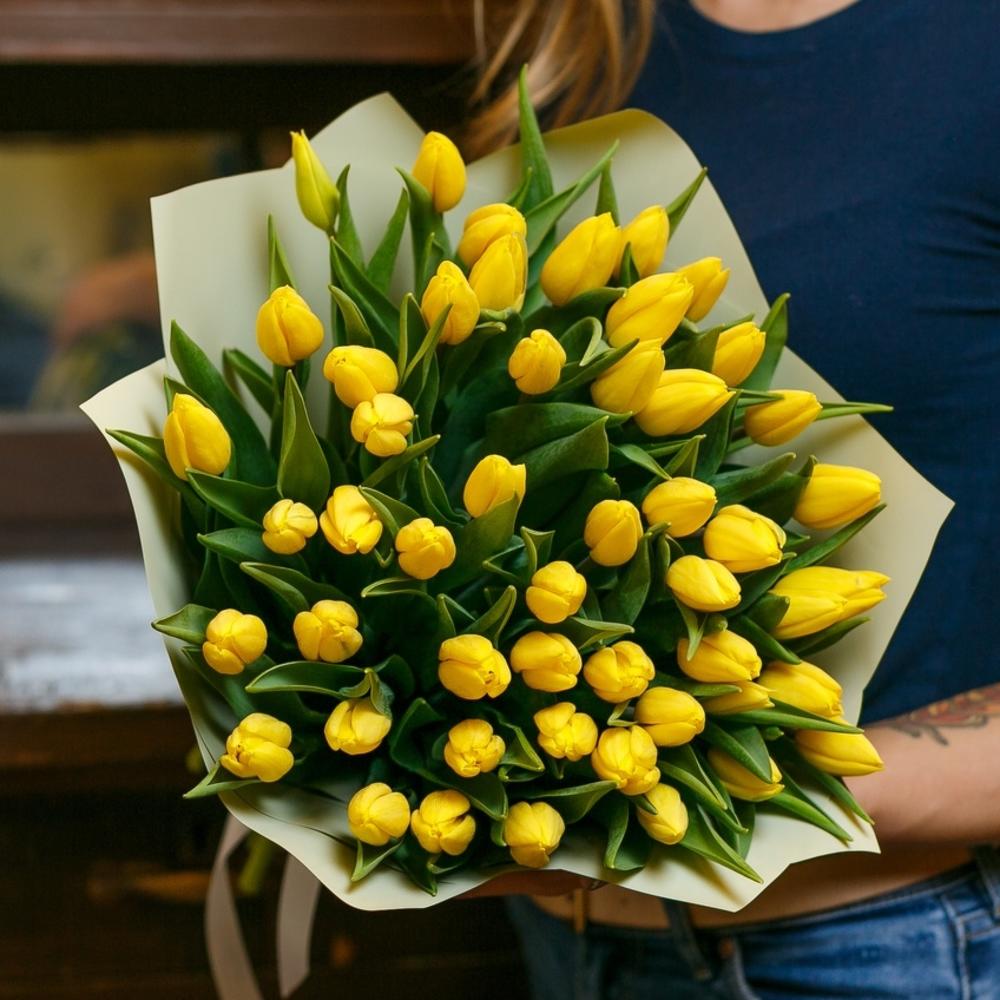 Yellow sunny 45 tulips