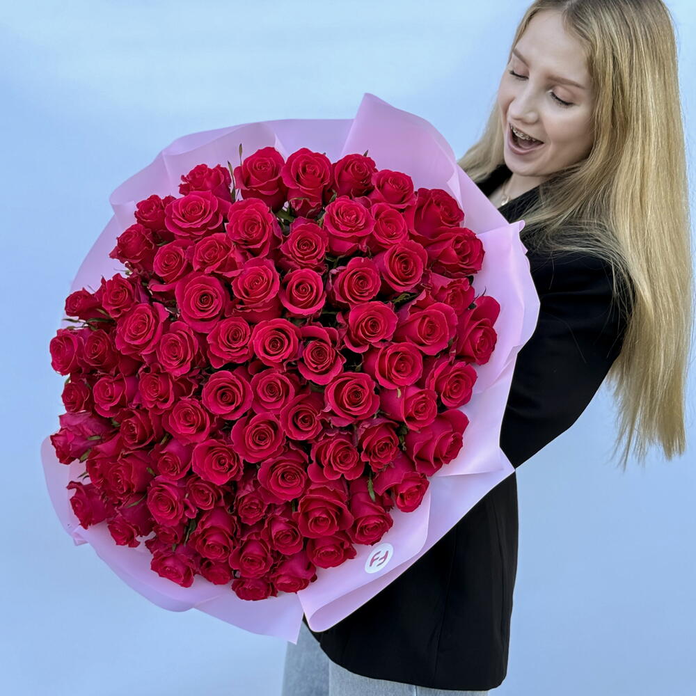 Букет из 75 розовых роз Premium