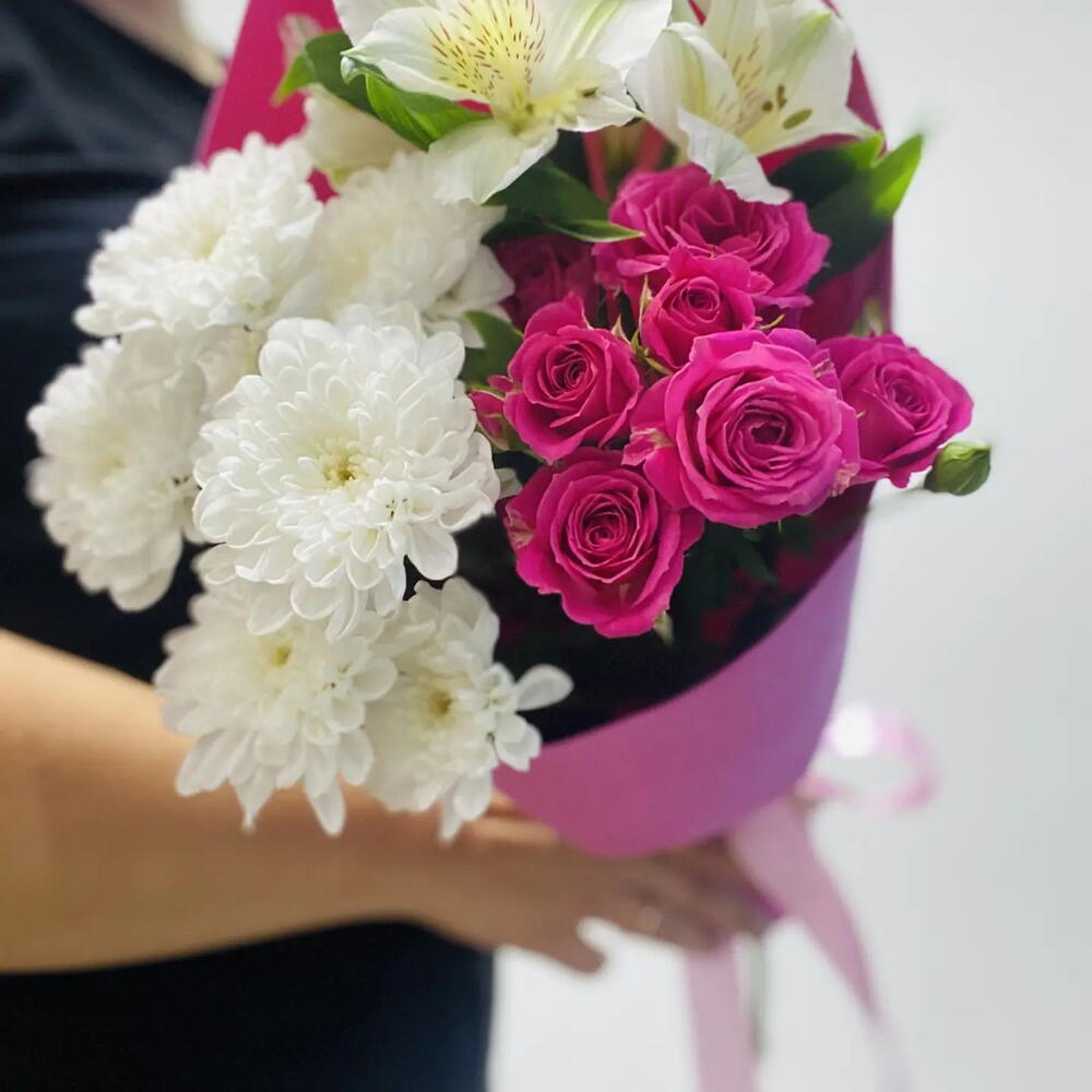 Хризантема 🤍альстромерия💗кустовая роза