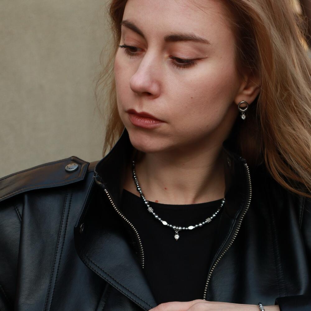 Earrings made of jewelry steel with zircon