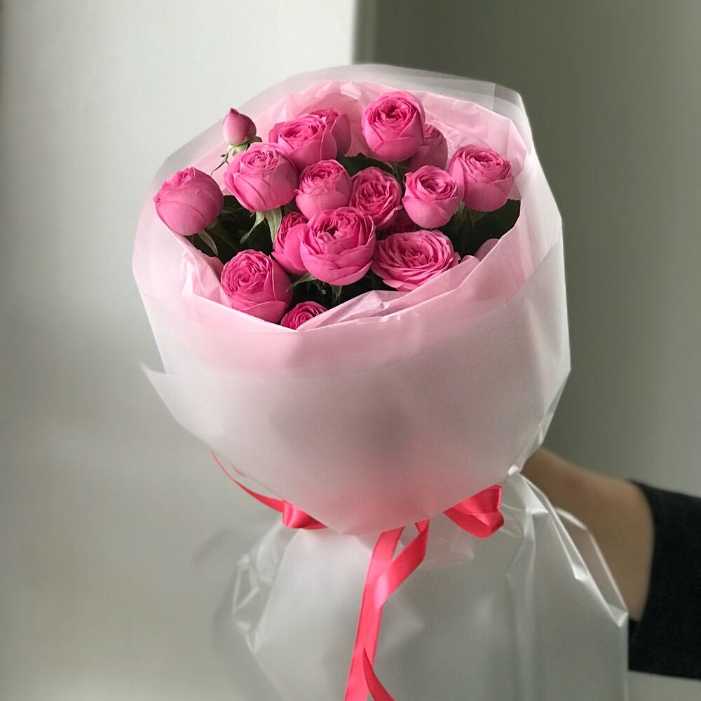 3 ветки пионовидных кустовых роз Жизель / Giselle Жизель 21 Buket flowers