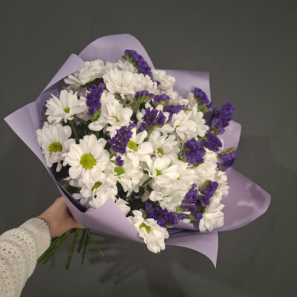 Букет из хризантемы и статицы💜