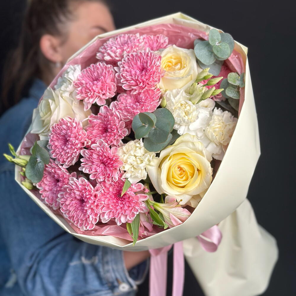 Букет 🌸🤍🌸 "весенняя нежность" с пионовидными розами