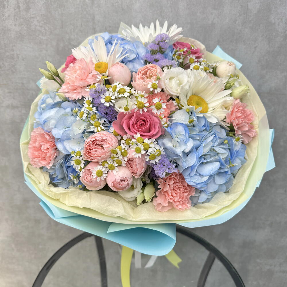 Букет сборный дофаминовый 🤩😍♥️ для самой любимой девушки на День рождение ♥️😘🔥🤩 гортензия, ромашка, роза 🌸