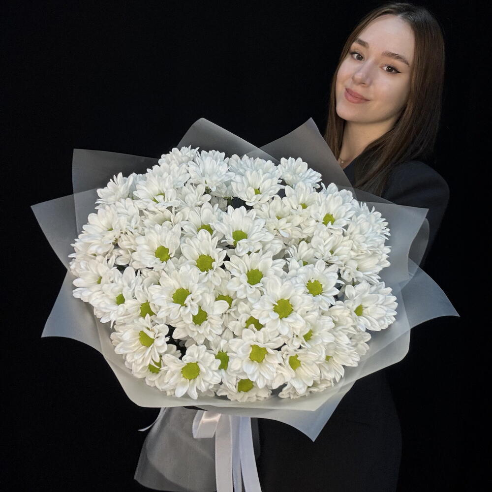 Букет из 9 кустовых белых хризантем Chic (КМБ040)