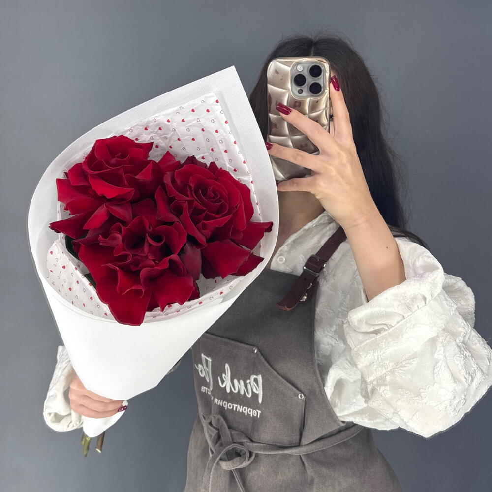 Монобукет🌹 из Бордовой Француской Розы 3 шт