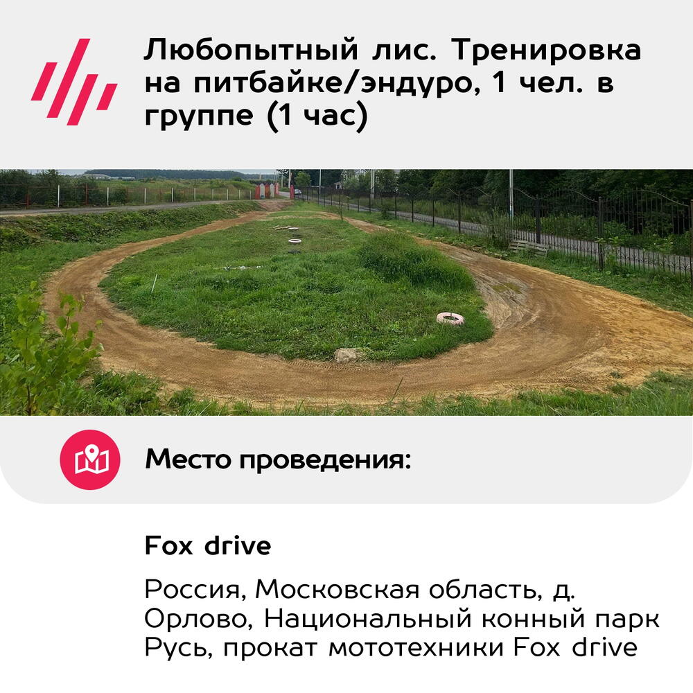 Подарочный сертификат Любопытный лис. Тренировка на питбайке/эндуро, 1 чел. в группе (1 час)