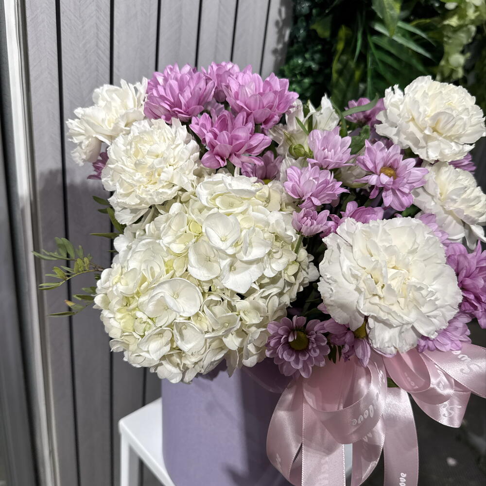 Композиция с гортензией и хризантемой 💜71007