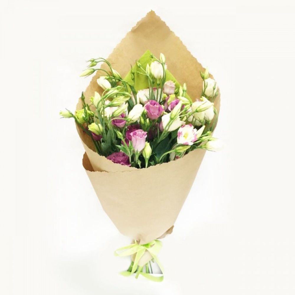 Букет из 9 лизиантусов. Упаковка эустомы. Монобукет лизиантус. Эустома желтая. Лизиантус монобукет крафт.