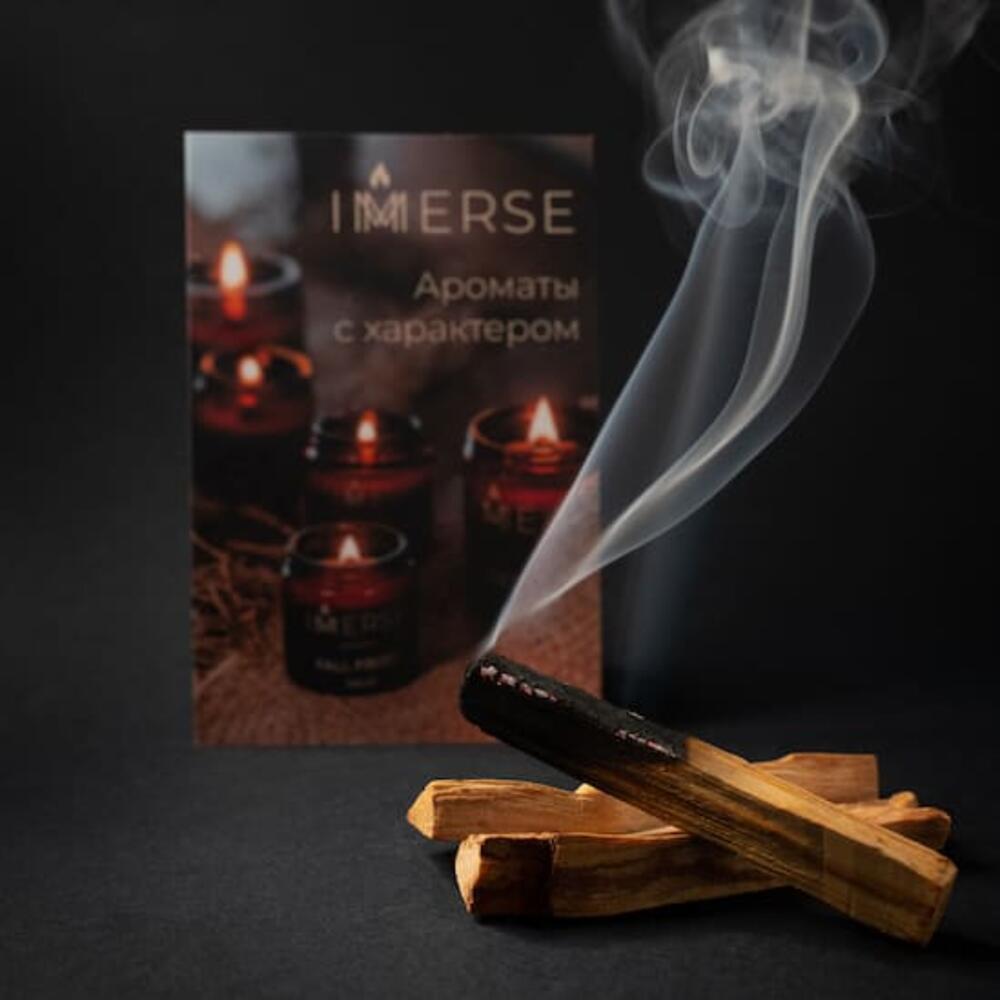 Благовоние Пало Санто (1 шт) Palo Santo + керамическая подставка  (красная) + 1 коробок спичек в подарок