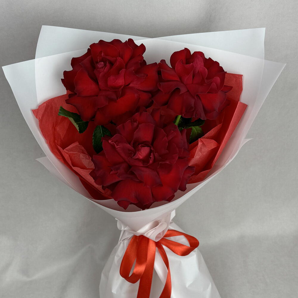 3 французские красные розы🌹