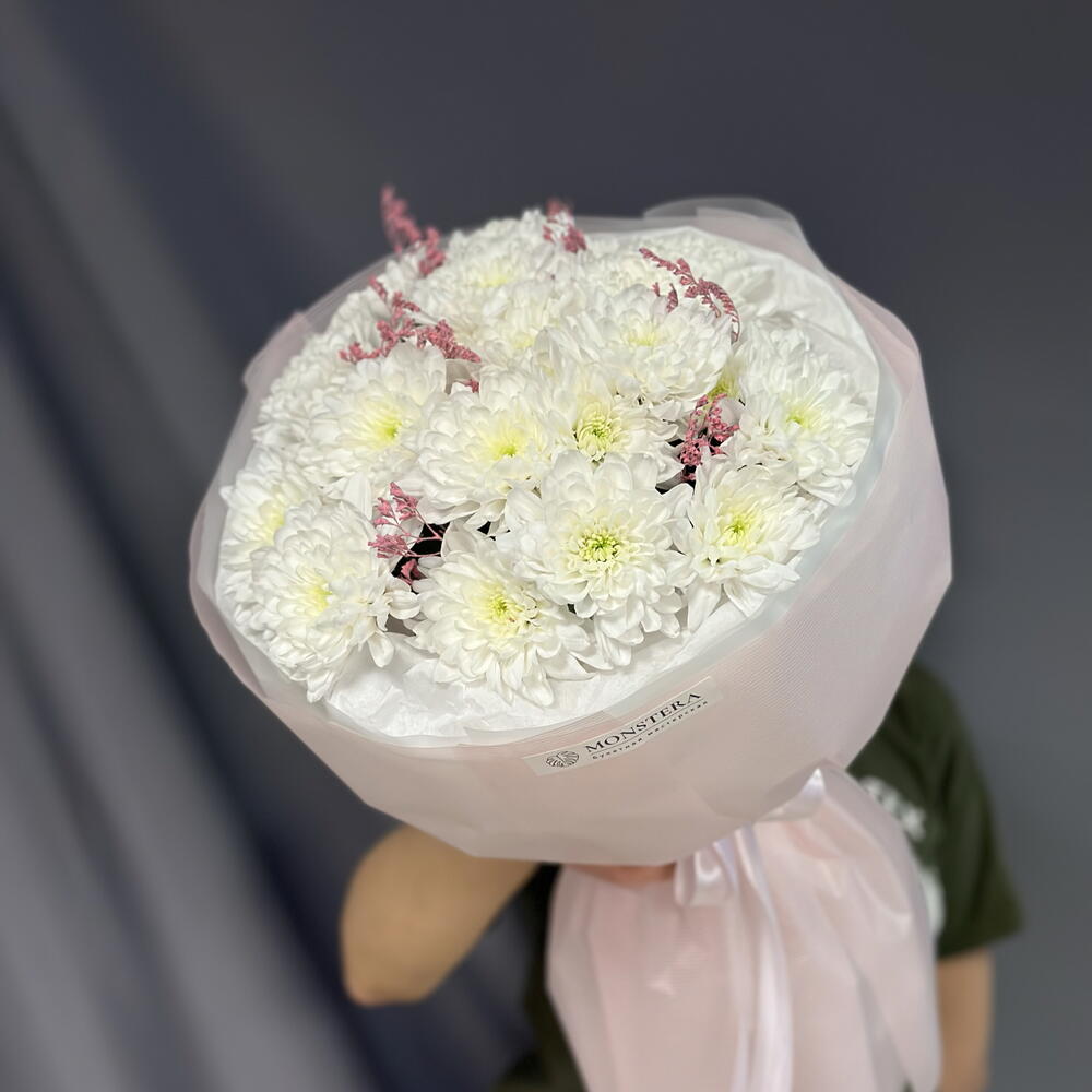 Стойкий букет с хризантемой и сухоцветами 🌸