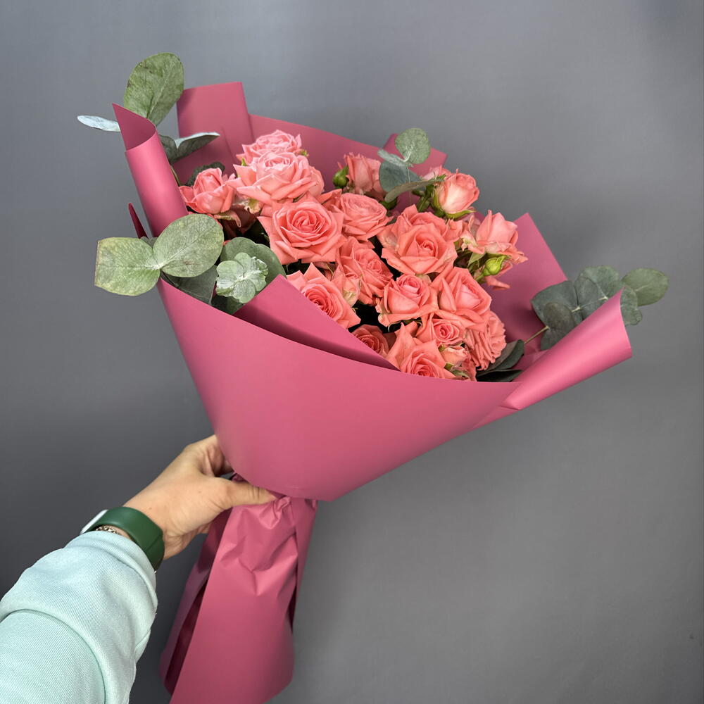 Букет кустовых роз с эвкалиптом 😻🎀