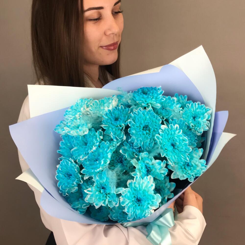 Букет из голубых хризантем💙