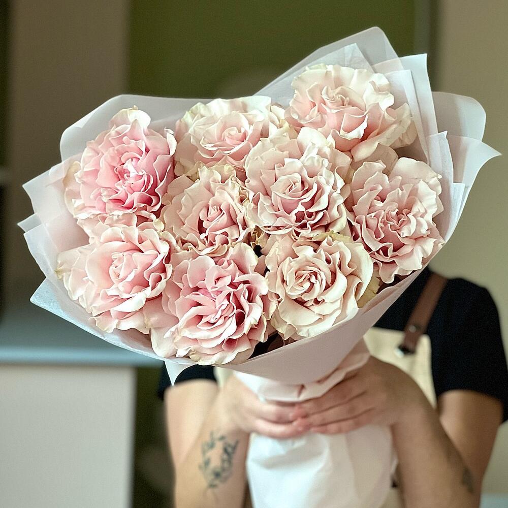 Монобукет с французскими розовыми розами