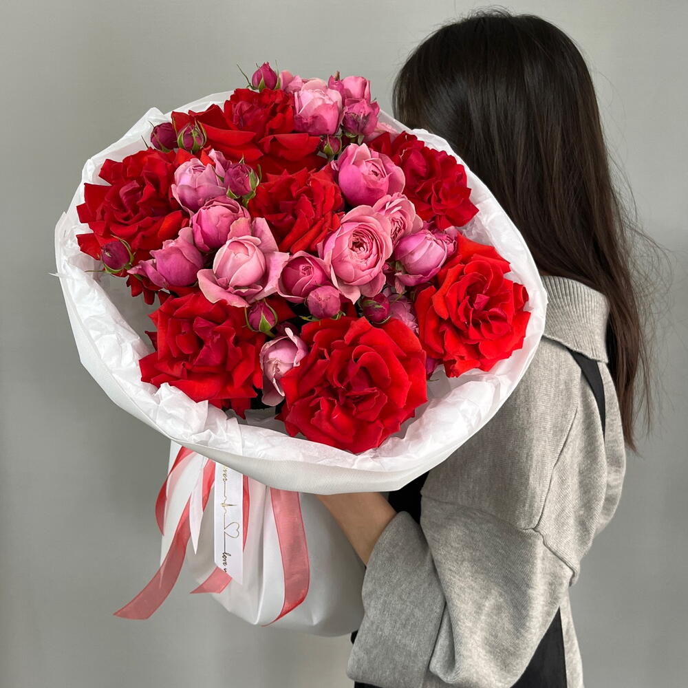 50 оттенков любви❣️ Дуо букет 💋французская нина и кустовая пионовидная Сильва Пинк