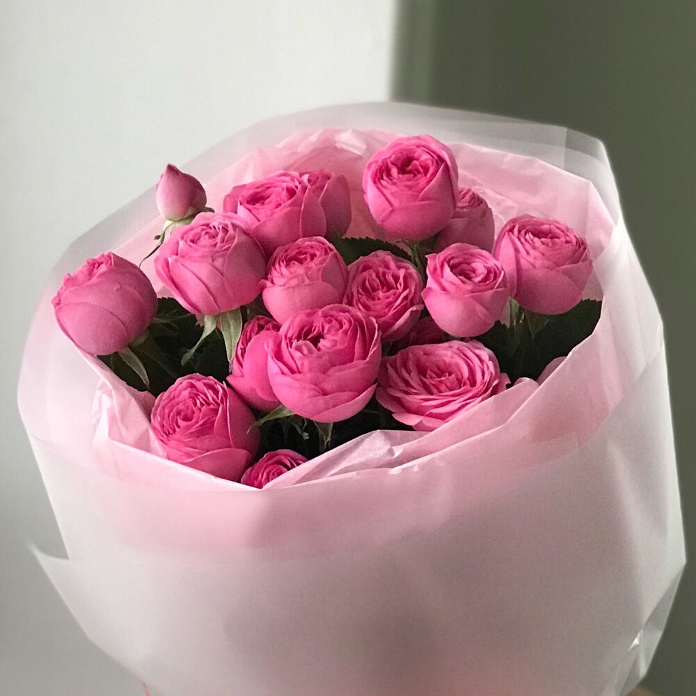 3 ветки пионовидных кустовых роз Жизель / Giselle Жизель 21 Buket flowers