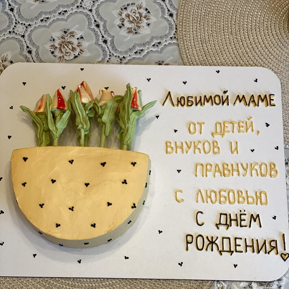 Торт-кашпо с тюльпанами