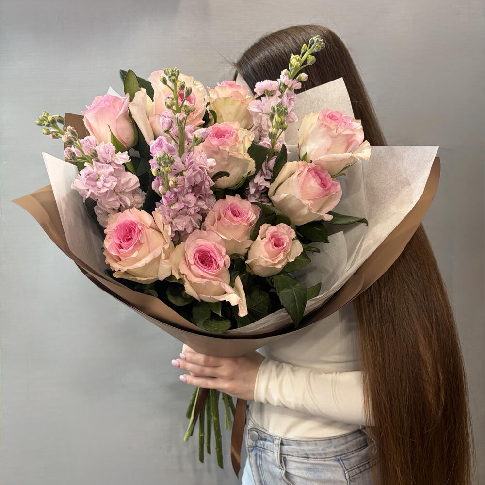 Розы и Маттиола 💕 | Нежный Букет 💐